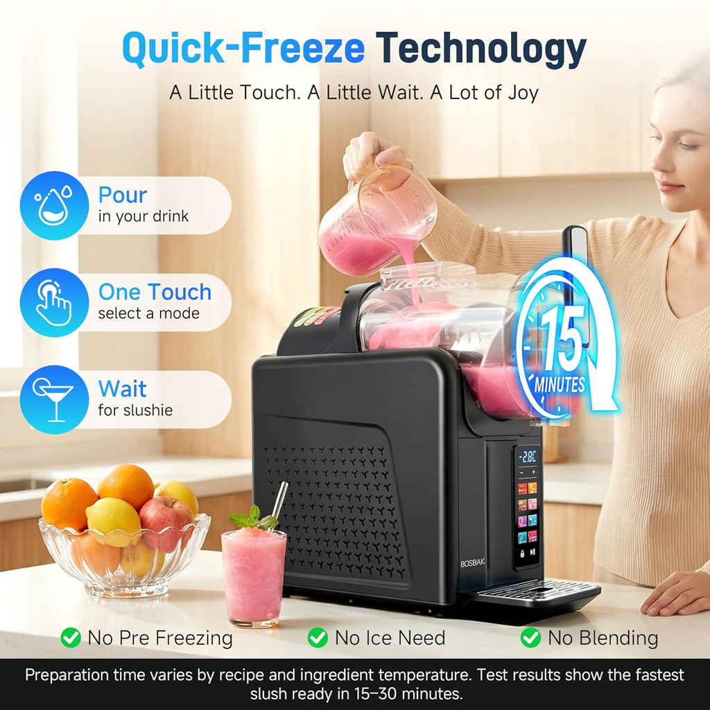 2L Slushie Machine & Soft Serve Ice Cream Machine for Home Use, 6-IN-1 Presets for Slushy, Frozen Drink, MilkShake, Margaritas, Frappés and More Frozen Dessert Maker, No Ice Needed, Black