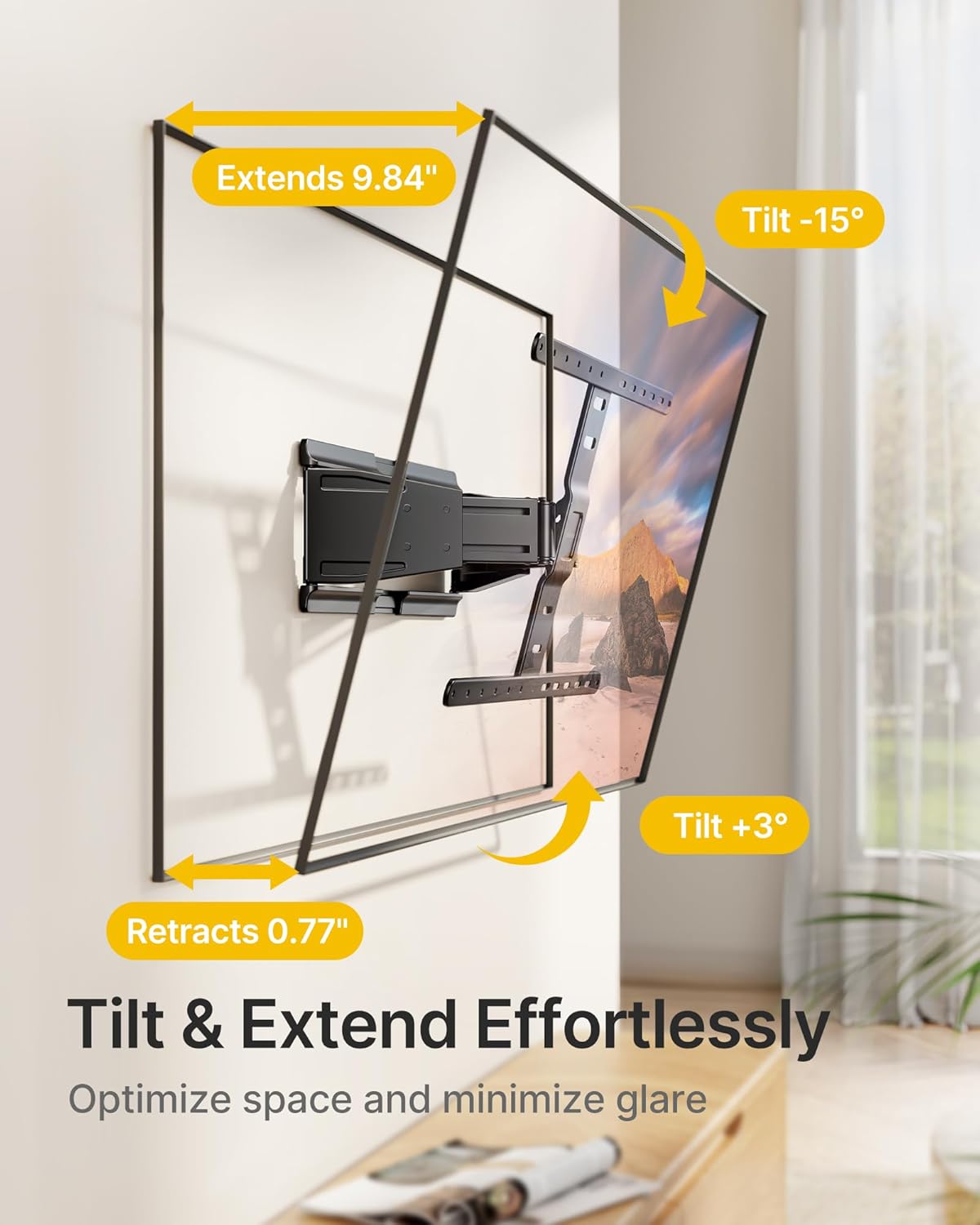 monTEK 0.77" Ultra Slim TV Wall Mount for 43-90 Inch TVs, Swivel & Tilt & Leveling & Extension Wall Mount TV Bracket with Articulating Dual Arms, Low Profile Full Motion tv Mount, 4X Weight Tested