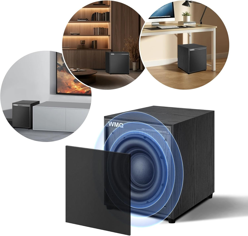 10" Powered Home Subwoofer, 300W RMS, High-Fidelity Bass, MDF Enclosure with Heat Sink