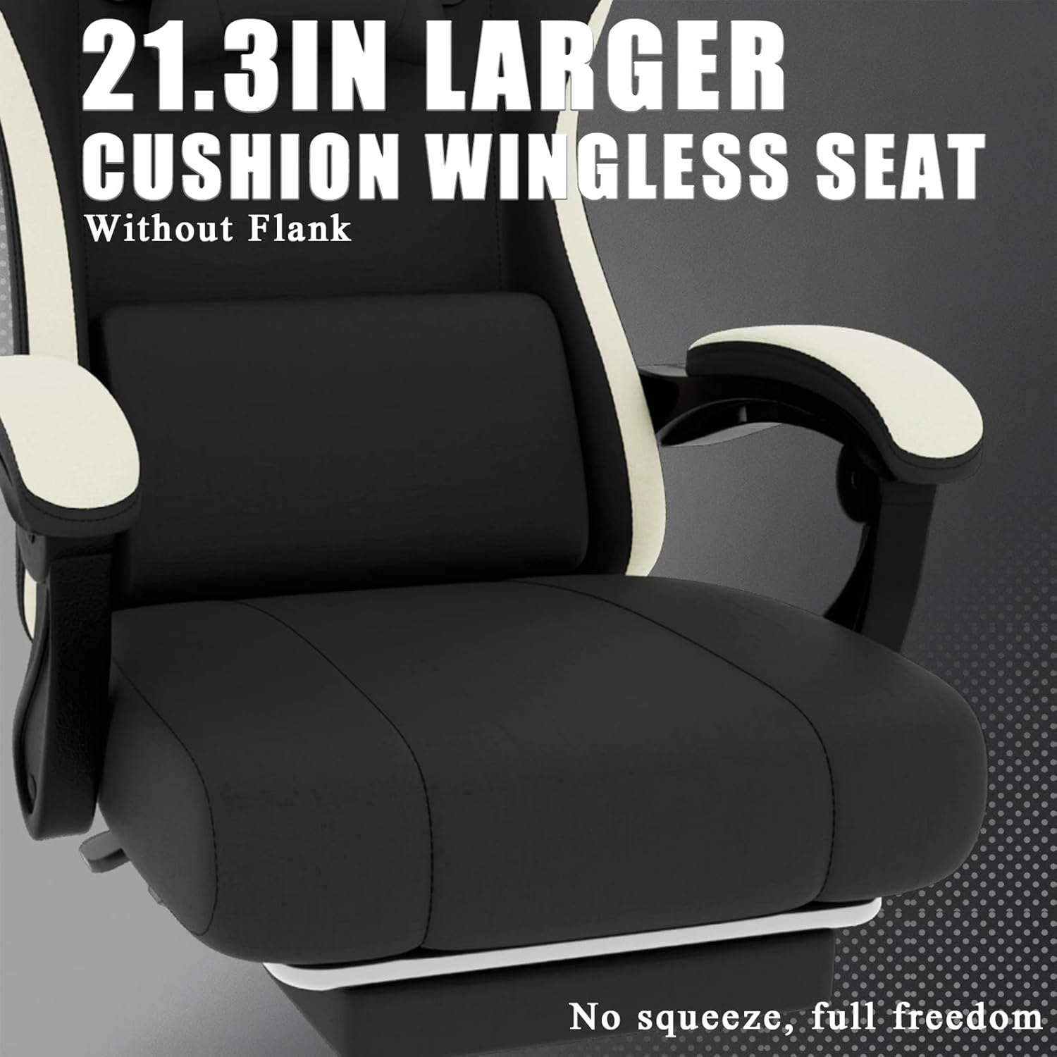Gaming Chair, High Back Fabric Computer Chair with Pocketed Spring Cushion and Footrest, Height Adjustable Game Chair with Headrest and Lumbar Support (Beige & Black)
