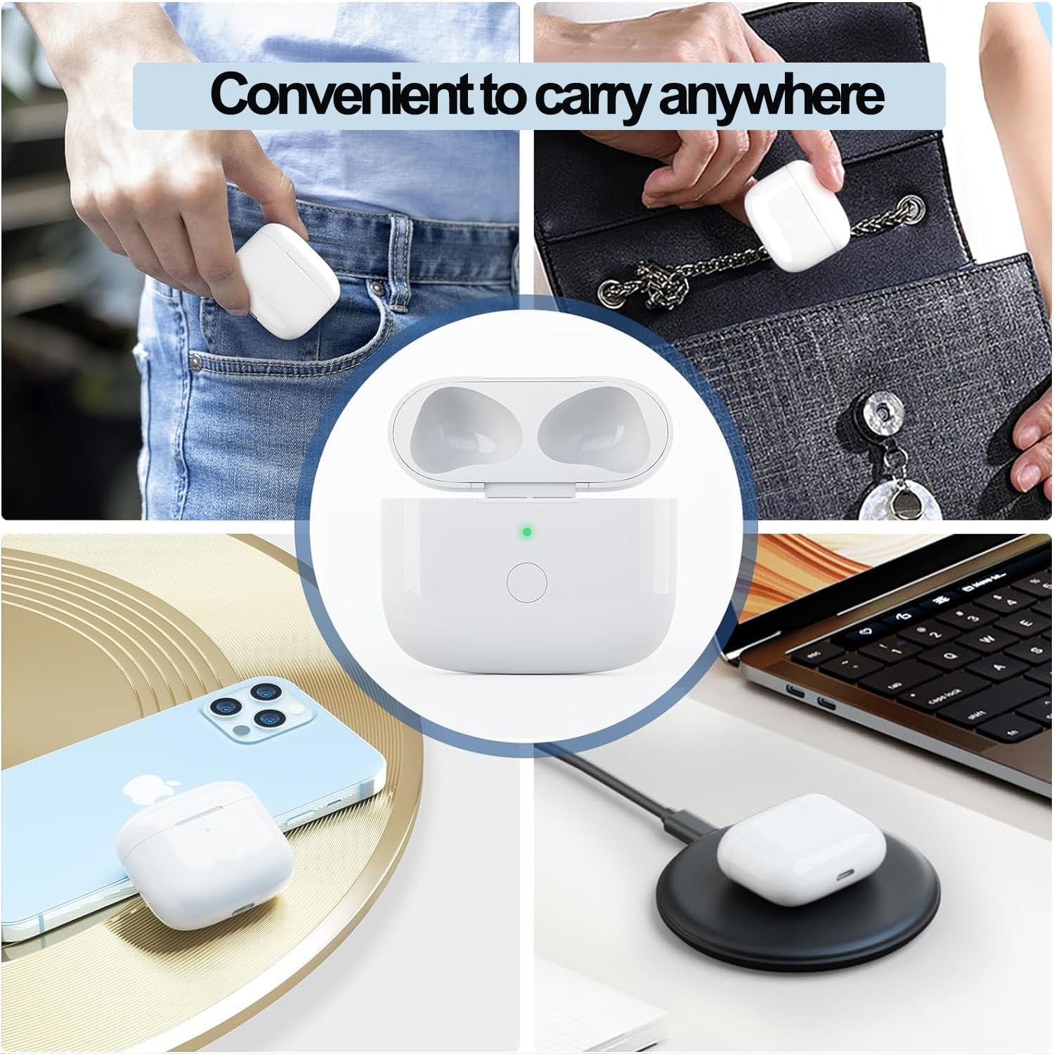 USB-C Charging Case for AirPods 3rd Gen, Compatible for AirPod 3rd Generation Charging Case, Built-in 450mAh Battery with Bluetooth Pairing Sync Button (Headphones Not Included) (A4)
