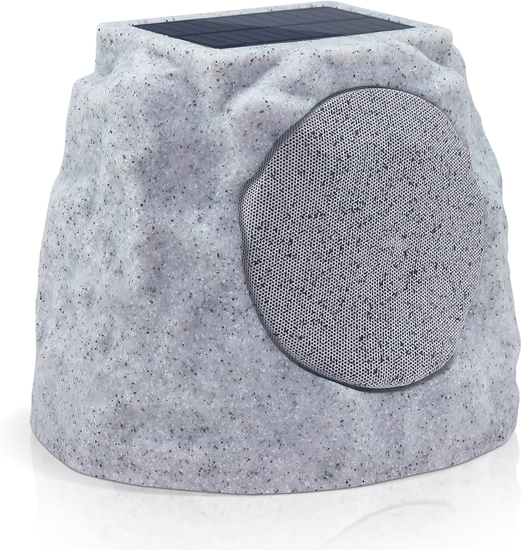 Rock Speakers Outdoor Water-Resistant IP44, Multi-Sync Up to 100 Speakers, Solar-Powered Rock Speaker with Light for Patio Garden Party Pool Deck Yard Outside