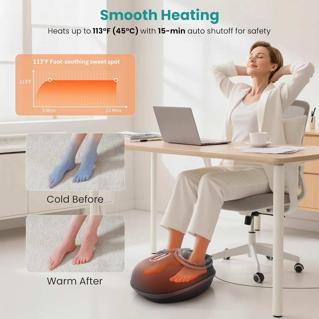 Nekteck Shiatsu Foot Massager with Heat 2026 Upgraded, 3 Modes Deep Kneading Therapy Air Compression, Feet Massage Tool for Plantar Fasciitis, Relaxation Gifts for Men Women, Fits Size to US 13