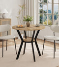 Round Kitchen Tables for 2-4, 31.5" Small Dining Tables with Storage, Rustic Wood Circle Dinner Table with Metal Leg, Farmhouse Dinner Table for Small Space, Dining Room, Kitchen, Office, Apartment