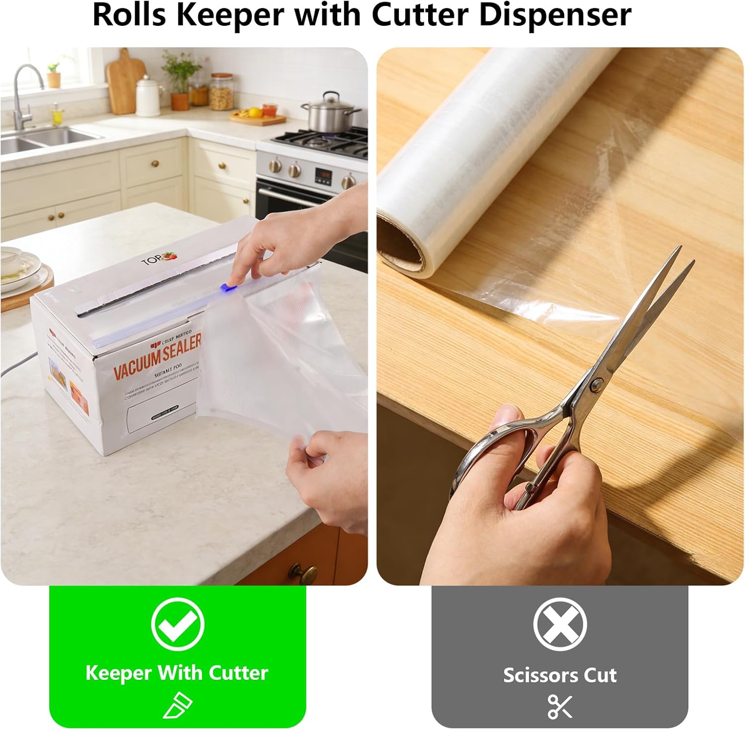 L'ELEF MISTICO Vacuum Sealer Bags Rolls 11''X100' with Cutter Box, Commercial Grade, BPA Free, Heavy Duty Food Storage Freezer Bags
