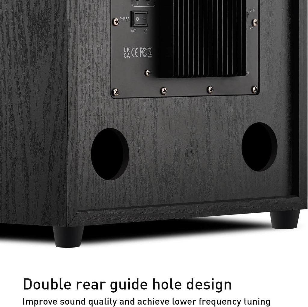 10" Powered Home Subwoofer, 300W RMS, High-Fidelity Bass, MDF Enclosure with Heat Sink
