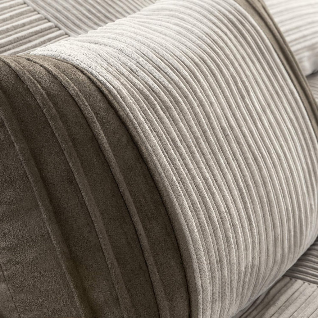 Madison Park Cozy Comforter Set Casual Blocks Design All Season, Matching Bed Skirt, Decorative Pillows, King(104"x92"), Dallas Corduroy, Taupe Brown, 7 Piece