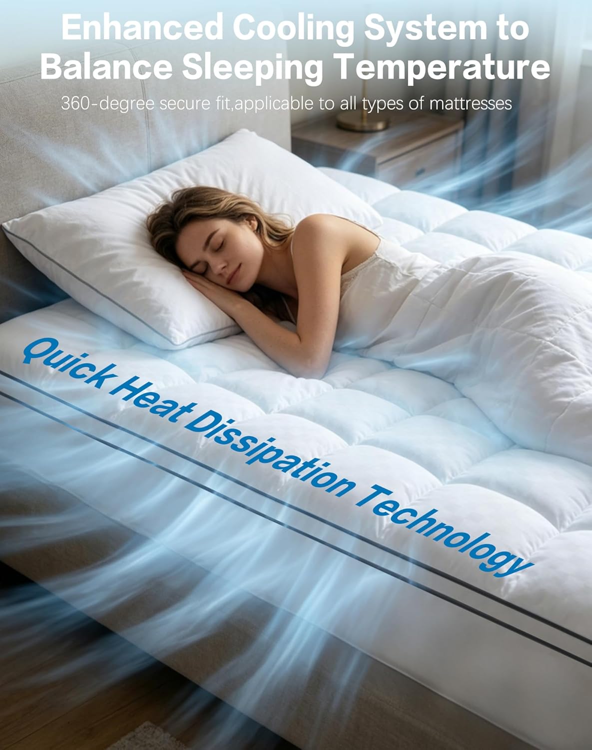 WestMonth Premium Quilted 1000GSM Luxury Extra Thick Mattress Topper - Breathable & Fluffy Soft Cooling Bed Cover with Deep Pocket (8-21") - Fits Standard Mattresses Perfectly (White, King)