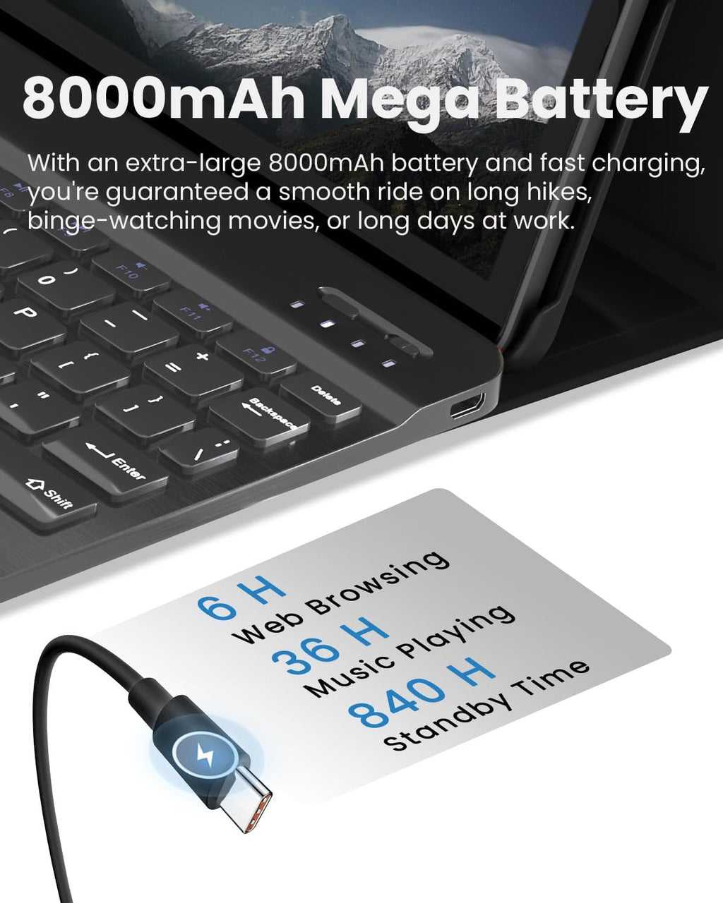 HUIHUANG 11-inch Android 16 Tablet, 32GB RAM + 128GB ROM (1TB Expand), T7280 Octa-Core 2.2GHz Processor, 90Hz FHD+ IPS Display, 8000mAh Battery, Gemini AI, Face ID, Dual Speakers, Fast Charging
