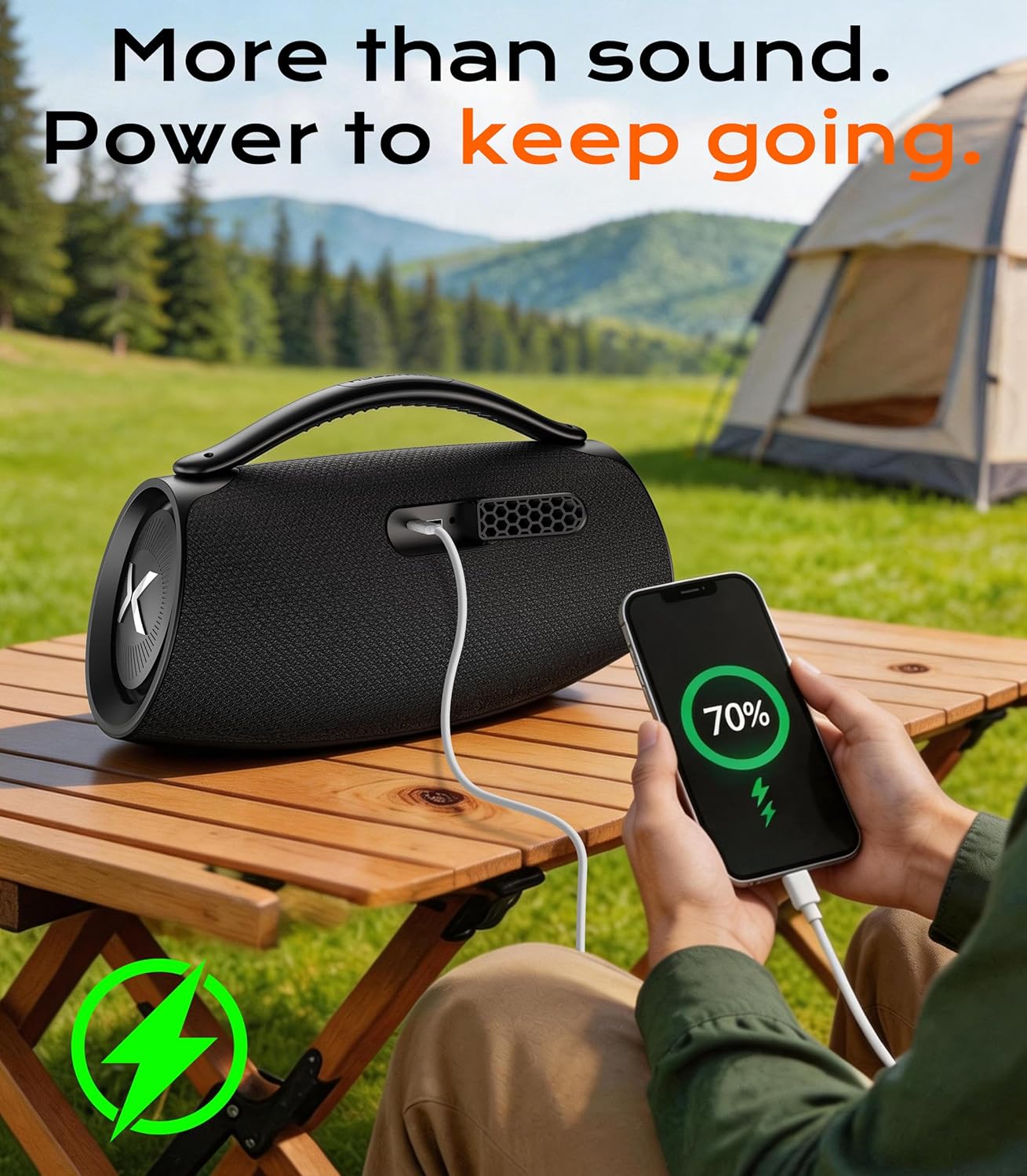 300W Peak Bluetooth Boombox Speaker, Big Powerful Sound with 80W Deep Bass, 3-Way Audio System, TWS, IPX6 Waterproof for Outdoor Party & Home Entertainment