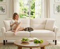 Loveseat Sofa, 69" Love Seat Couches, Comfy Velvet Small Couches for Small Spaces with 2 Pillows, Tool-Free Setup Sofas & Couches, 700lb Load Sofas for Living Room, Mini Couch for Bedroom, White Couch
