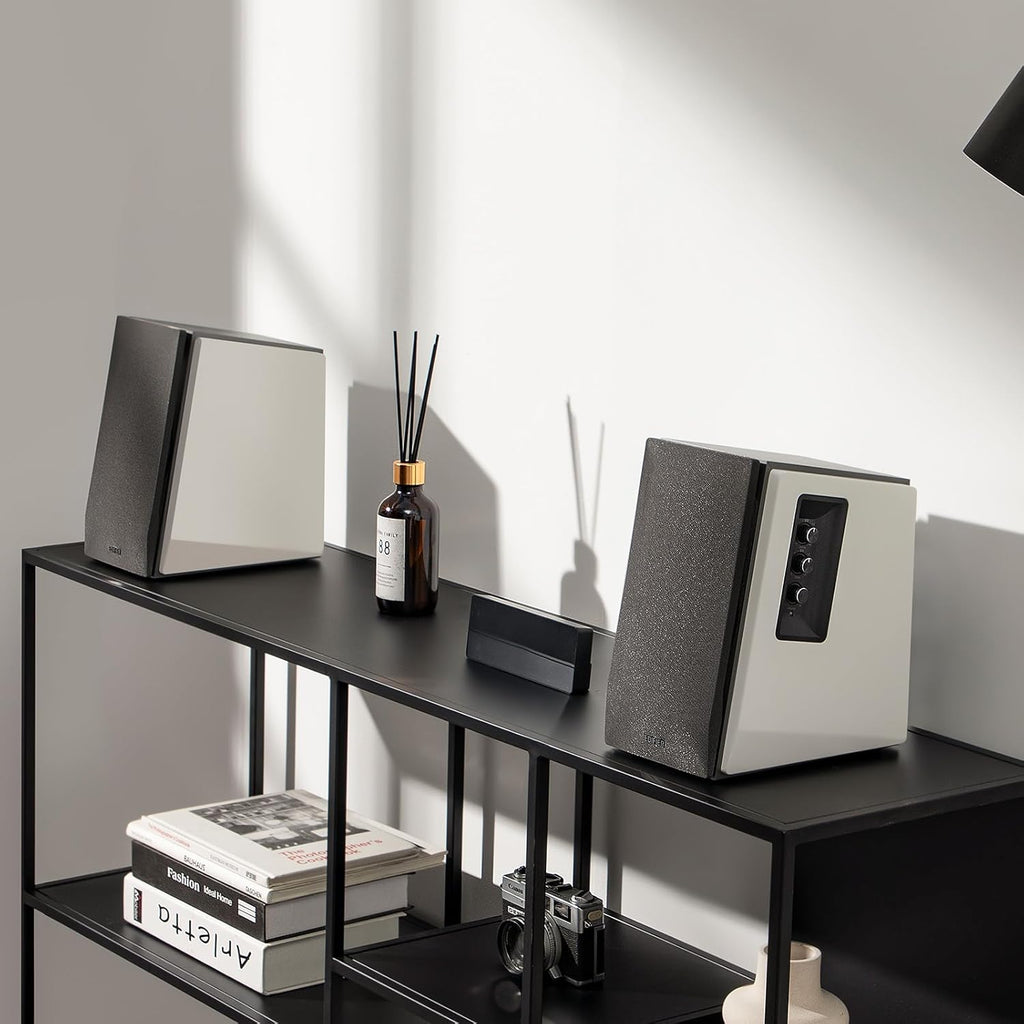 Edifier R1700BT Bluetooth Bookshelf Speaker - Active Near-Field Studio Monitors - Powered Speakers 2.0 Setup Wooden Enclosure - 66w RMS White