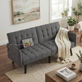 TYBOATLE 65“ Convertible Futon Sofa Bed w/ 2 USB, Upholstered Tufted Small Adjustable Folding Couch Loveseat, Modern Mid Century Sleeper Sofa for Living Room, Bedroom, Apartment, Office (Dark Grey)