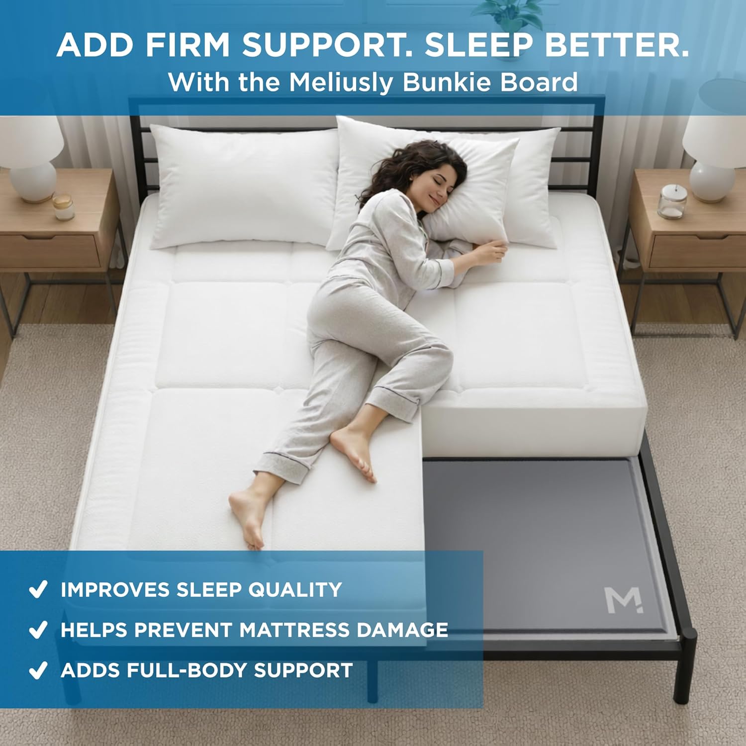 Meliusly Heavy Duty Bunkie Board King Size (76x80) - Non-Slip Breathable Bed Support Board for Slatted Bed Frame, Anti-Sag Under Bed Support, Noise Minimizing Moisture Resistant Bed Board