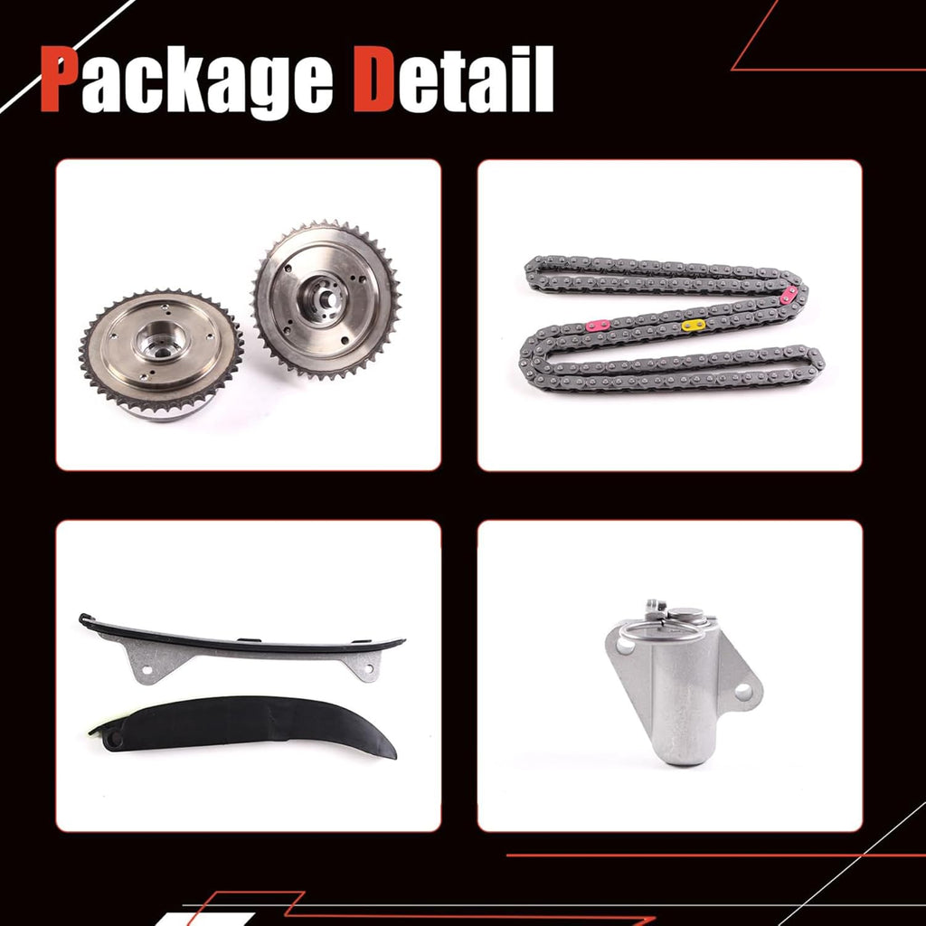 AUCERAMIC Timing Chain Kit With Intake & Exhaust CVVT Gear Sprocket Fit for Hyundai Elantra 2014-2016,Kia Soul 2014-2019, 2.0L G4NA G4NC, Replace# 24321-2E200 24350-2E201