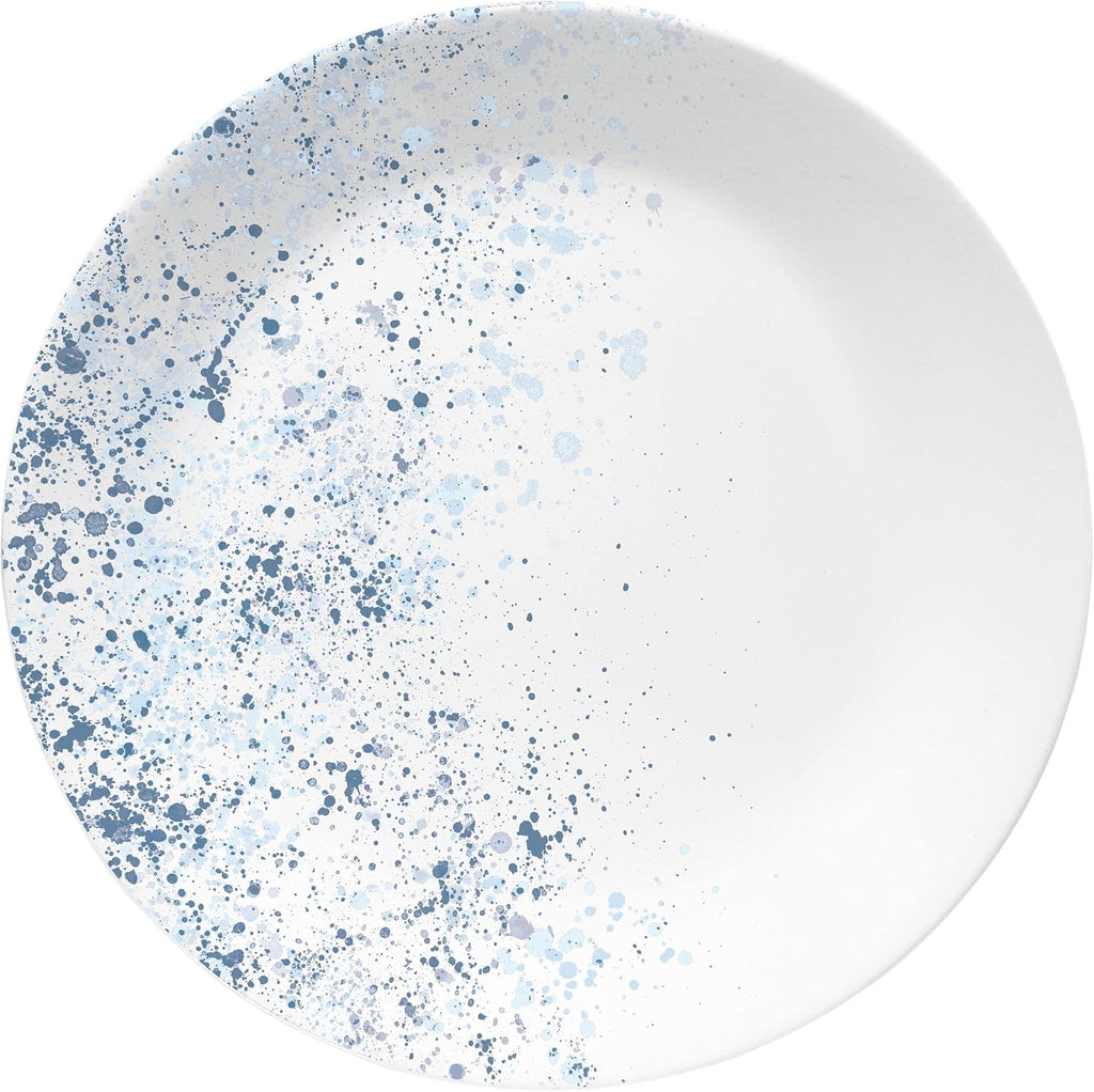 Corelle Vitrelle 18-Piece Service for 6 Dinnerware Set Triple Layer Glass and Chip Resistant, Lightweight Round Plates and Bowls Set, Indigo Speckle