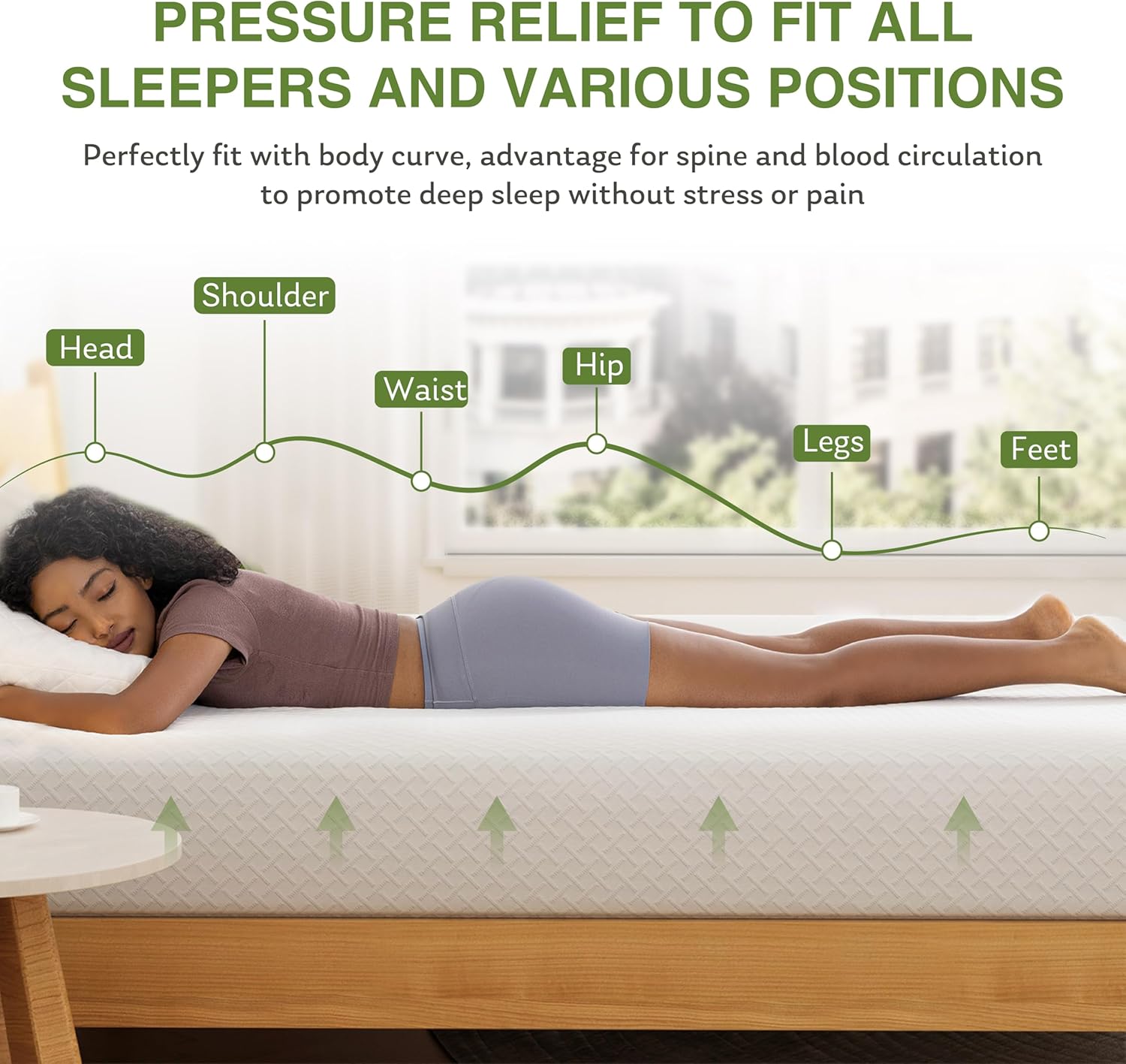 EGOHOME King Size Memory Foam Mattress, 12 Inch Bed Mattress in a Box with Cooling Green Tea Gel, Relieve Pressure with Medium Firm Support, CertiPUR-US Certified, 80''L x 76''W, White