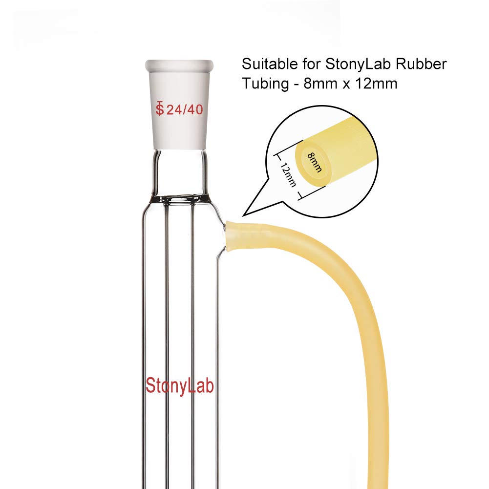 StonyLab Borosilicate Glass Liebig Condenser with 24/40 Joint 500mm Jacket Length Lab Glass Condenser