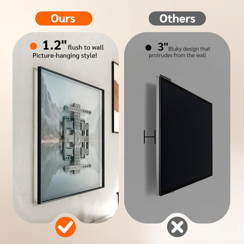1.2" Ultra Slim TV Wall Mount for 43-90 Inch TVs,Tilt +3/-15° Level Adjustment Thin Low Profile Full Motion Bracket, Dual Swivel Articulating Arms with Tilt Fits 12"/16" Studs Max VESA 600x500mm