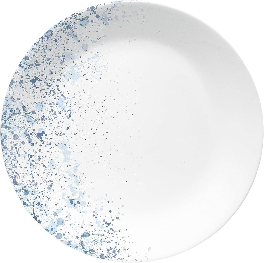 Corelle Vitrelle 18-Piece Service for 6 Dinnerware Set Triple Layer Glass and Chip Resistant, Lightweight Round Plates and Bowls Set, Indigo Speckle