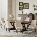 COLAMY Fabric Side Dining Chairs Set of 6, Wingback Upholstered Dining Room Chairs with Tufted Button, Living Room Chairs for Home Kitchen, Beige