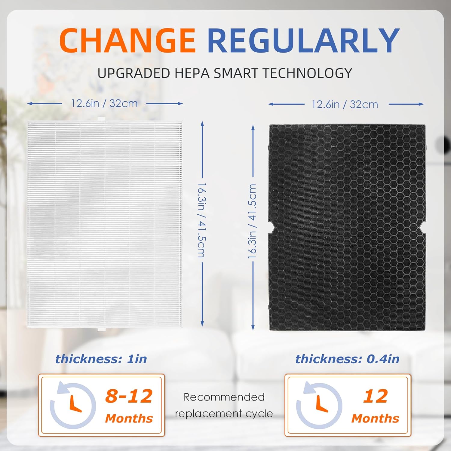116130 HEPA Replacement Filter H for Winix 5500-2 Am80 Plasmawave Air Purifier,H13 True HEPA High-Efficiency Activated Carbon Filter,2 Combo Set