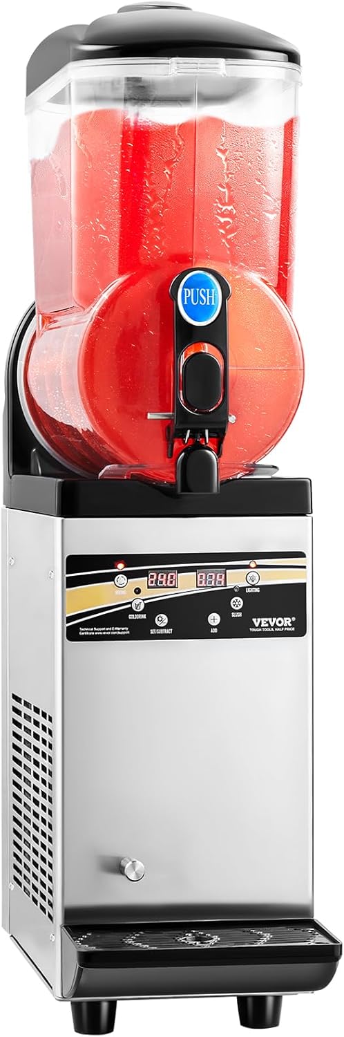 VEVOR Slushie Machine, 15L Single Tank Commercial Margarita Machine, 60 Cups Stainless Steel Margarita Smoothie Frozen Drink Machine, Slushy Machine for Home Party Restaurants Cafe Bars