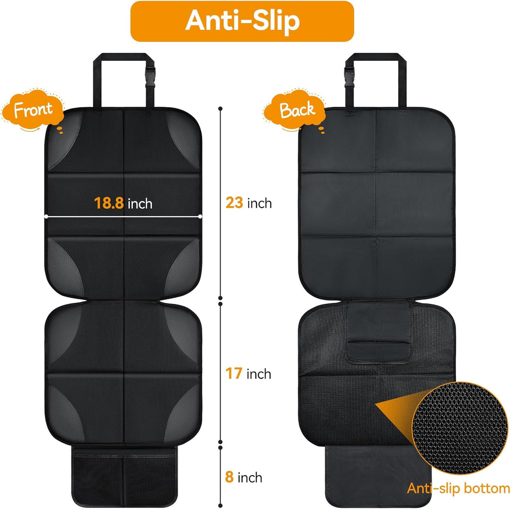 Musclez Car Seat Protectors, Car Seat Covers Waterproof 600D Fabric, Non-Slip Backing & 2 Mesh Pockets Carseat Protector for Child Safety Seats, Pets, Automotive Interior Protection (Black-1pcs)