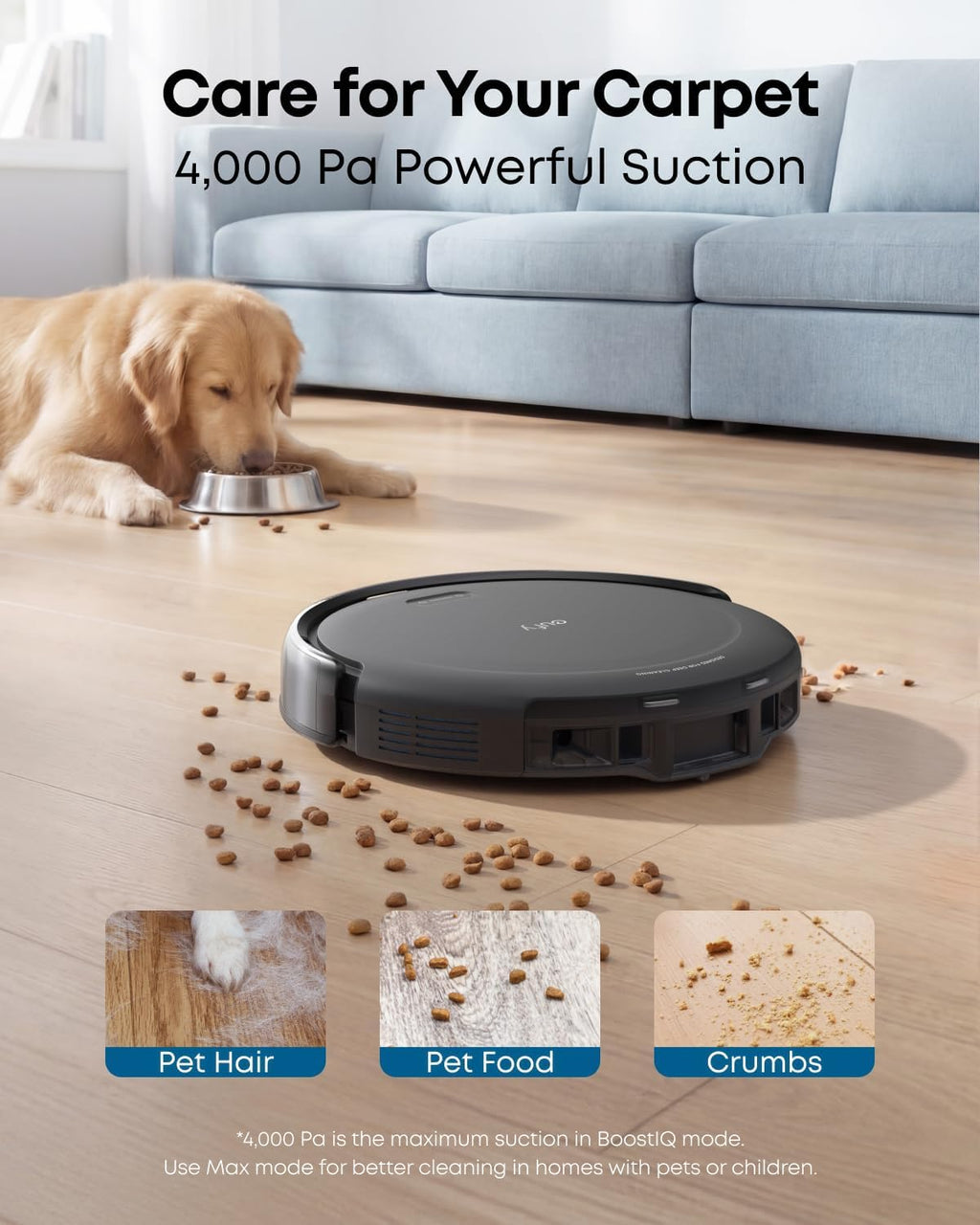eufy C10 Robot Vacuum Self Emptying, 8 Weeks Hands Free, Advanced Smart Mapping with LiDAR Navigation, 2.85-Inch Slim Design, Powerful Suction, Edge Expansion Brush for Pet Hair, Carpet Detection