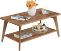 VASAGLE MAEZO Collection - Coffee Table, 2-Tier Center Table with Storage, Tapered Legs, Curved Transitions, 21.7 x 39.4 x 17.7 Inches, Easy to Assemble, for Living Room, Honey Brown ULCT249K01