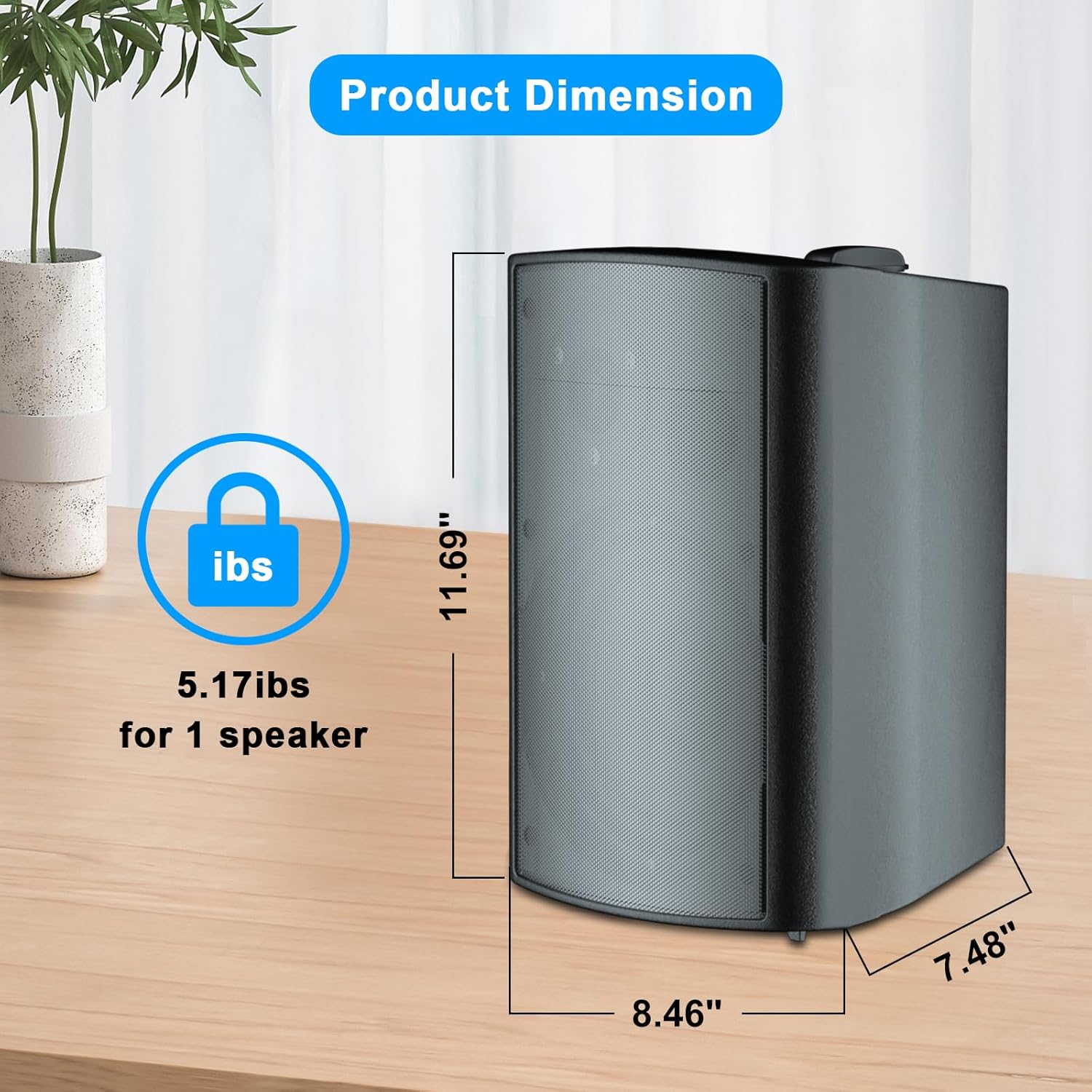 STUDIOFINIX 800W 6.5 Inch Outdoor Bluetooth Speakers Waterproof Wired with Multifunctional Amplifier Wall Mount Weatherproof Loudspeaker System for Patio Garden Poolside Home(4 Speakers,Black)