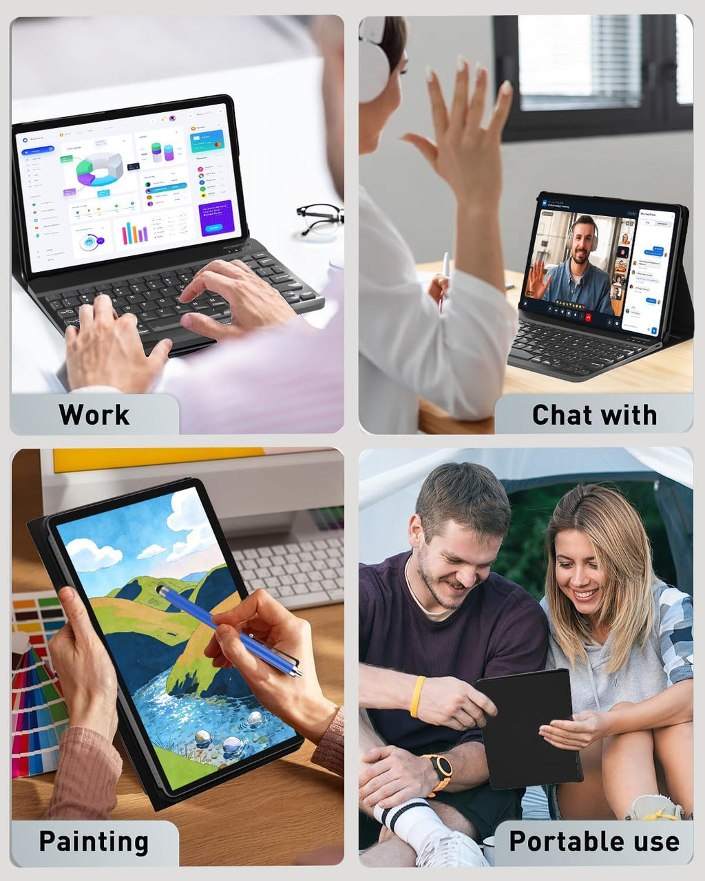 HUIHUANG 11-inch Android 16 Tablet, 32GB RAM + 128GB ROM (1TB Expand), T7280 Octa-Core 2.2GHz Processor, 90Hz FHD+ IPS Display, 8000mAh Battery, Gemini AI, Face ID, Dual Speakers, Fast Charging