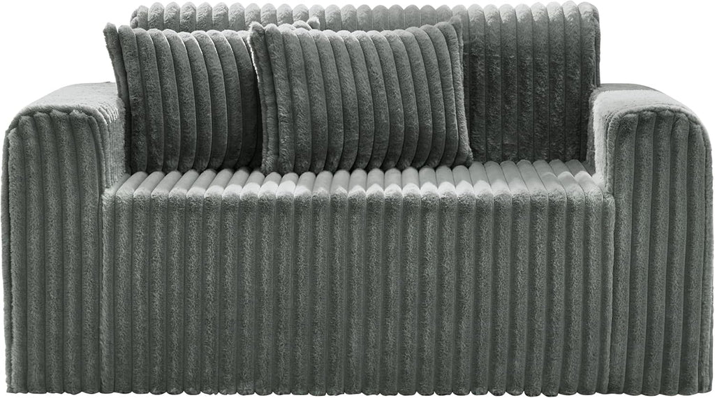 Hobestluk Couch Sofa 2-Seater Foam Sofa Loveseat for Small Spaces Comfy Sofas with Removable Cover Furry Couch with Pillows for Living Room, Bedroom, Apartment, Office (Grey, Loveseat)