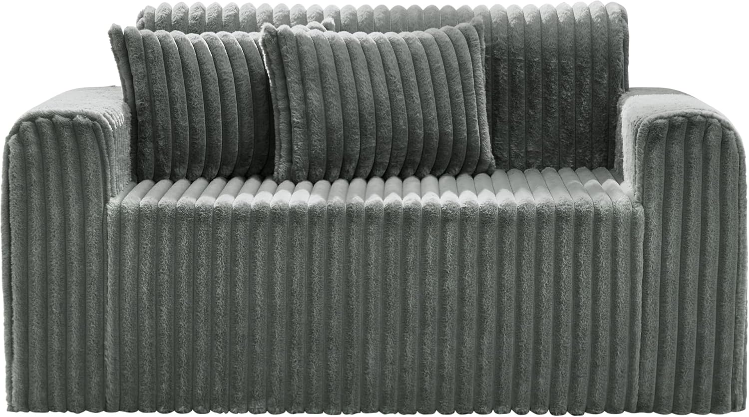 Hobestluk Couch Sofa 2-Seater Foam Sofa Loveseat for Small Spaces Comfy Sofas with Removable Cover Furry Couch with Pillows for Living Room, Bedroom, Apartment, Office (Grey, Loveseat)