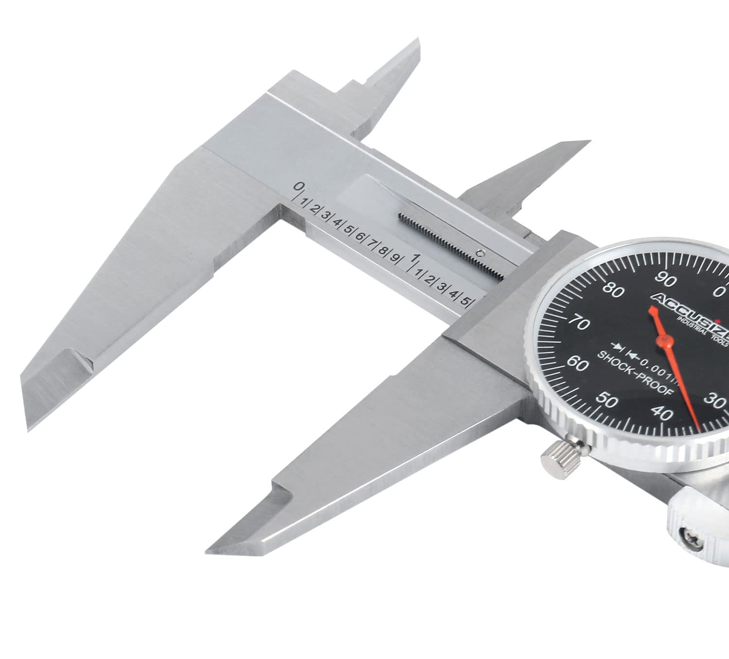 Accusize Industrial Tools 0-12'' by 0.001'' Black Face, Red Needle, Dial Caliper Stainless Steel in Fitted Box, P920-B212