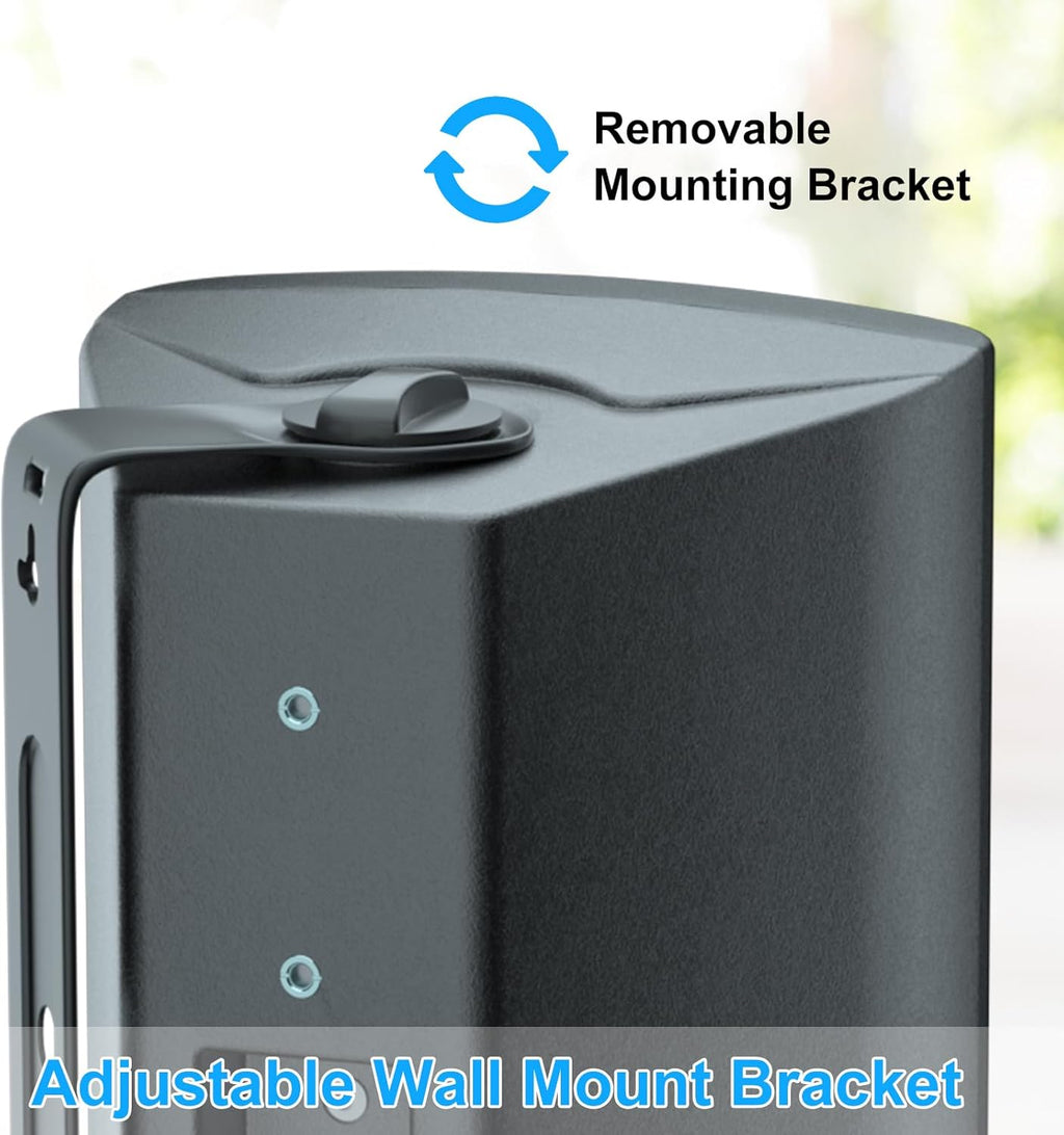 STUDIOFINIX 800W 6.5 Inch Outdoor Bluetooth Speakers Waterproof Wired with Multifunctional Amplifier Wall Mount Weatherproof Loudspeaker System for Patio Garden Poolside Home(4 Speakers,Black)