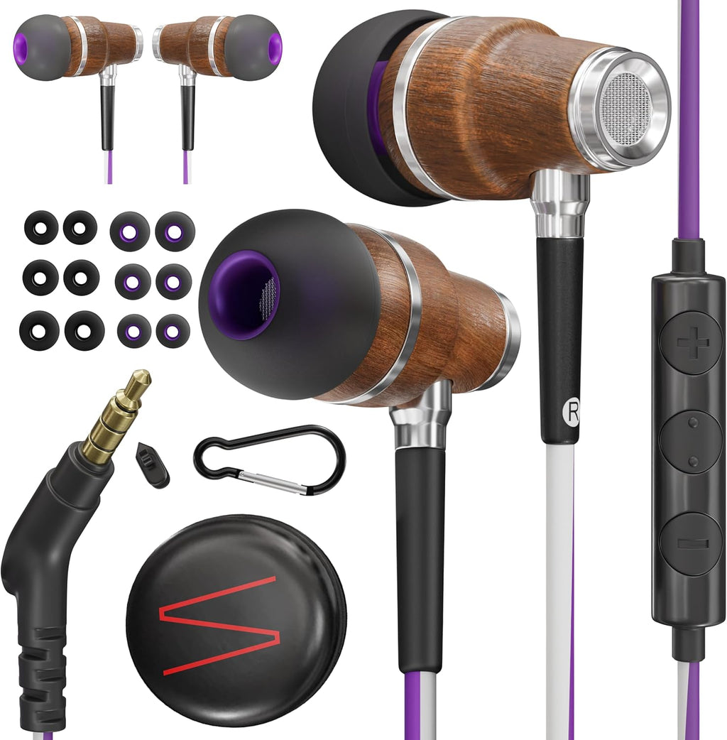 Symphonized Wired Earbuds with Microphone - 90% Noise Cancelling Earbuds Wired for Computer, Laptop & Phone - Corded In-Ear Headphones, Plug In Earphones with Mic, Ear Buds with Wire (3.5mm Aux Jack)