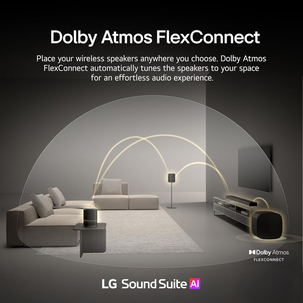 LG M7 Sound Suite Wireless Speaker with Dolby Atmos FlexConnect– Bluetooth and Wi-Fi, Google Cast & AirPlay – 3 Drivers + 4" Woofer – Connect to TVs & H7 Soundbar – (New 2026 Model)