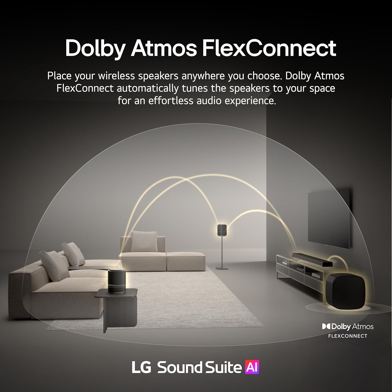 LG M7 Sound Suite Wireless Speaker with Dolby Atmos FlexConnect– Bluetooth and Wi-Fi, Google Cast & AirPlay – 3 Drivers + 4" Woofer – Connect to TVs & H7 Soundbar – (New 2026 Model)