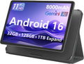 HUIHUANG 11-inch Android 16 Tablet, 32GB RAM + 128GB ROM (1TB Expand), T7280 Octa-Core 2.2GHz Processor, 90Hz FHD+ IPS Display, 8000mAh Battery, Gemini AI, Face ID, Dual Speakers, Fast Charging