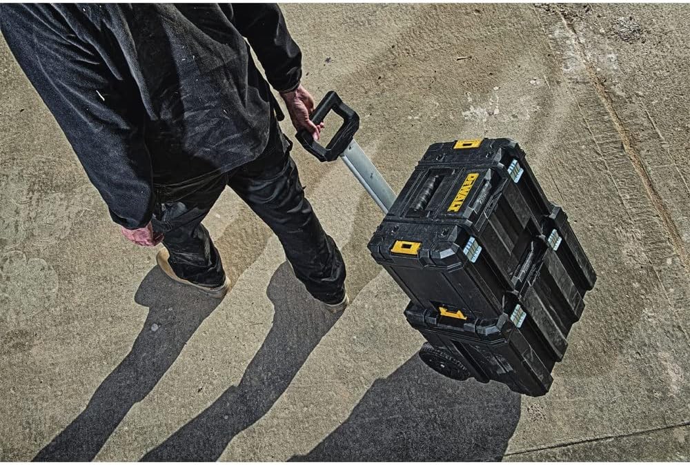 DEWALT Tool Box with Wheels Modular, Large Rolling Tool Box With Telescopic Handle, Portable Carrier Deep Stackable TSTAK Storage (DWST17820)