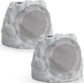 Outdoor Speakers Solar Powered & USB-C Rechargeable, Rock Speakers TWS Pairing Wireless Outdoor Speaker Bluetooth 5.4, LED Light Show, Waterproof, ideal for Backyard BBQ, Garden, Poolside (2-Pc,Grey)