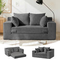 Winzon Boneless Loveseat, 3 in 1 Convertible Sofa Bed Sleeper Sofa Floor Futon Bed with 4 Pillows, 55" Grey Boneless Couch for Living Room, Guest Room, Small Space, No Assembly Required, Corduroy