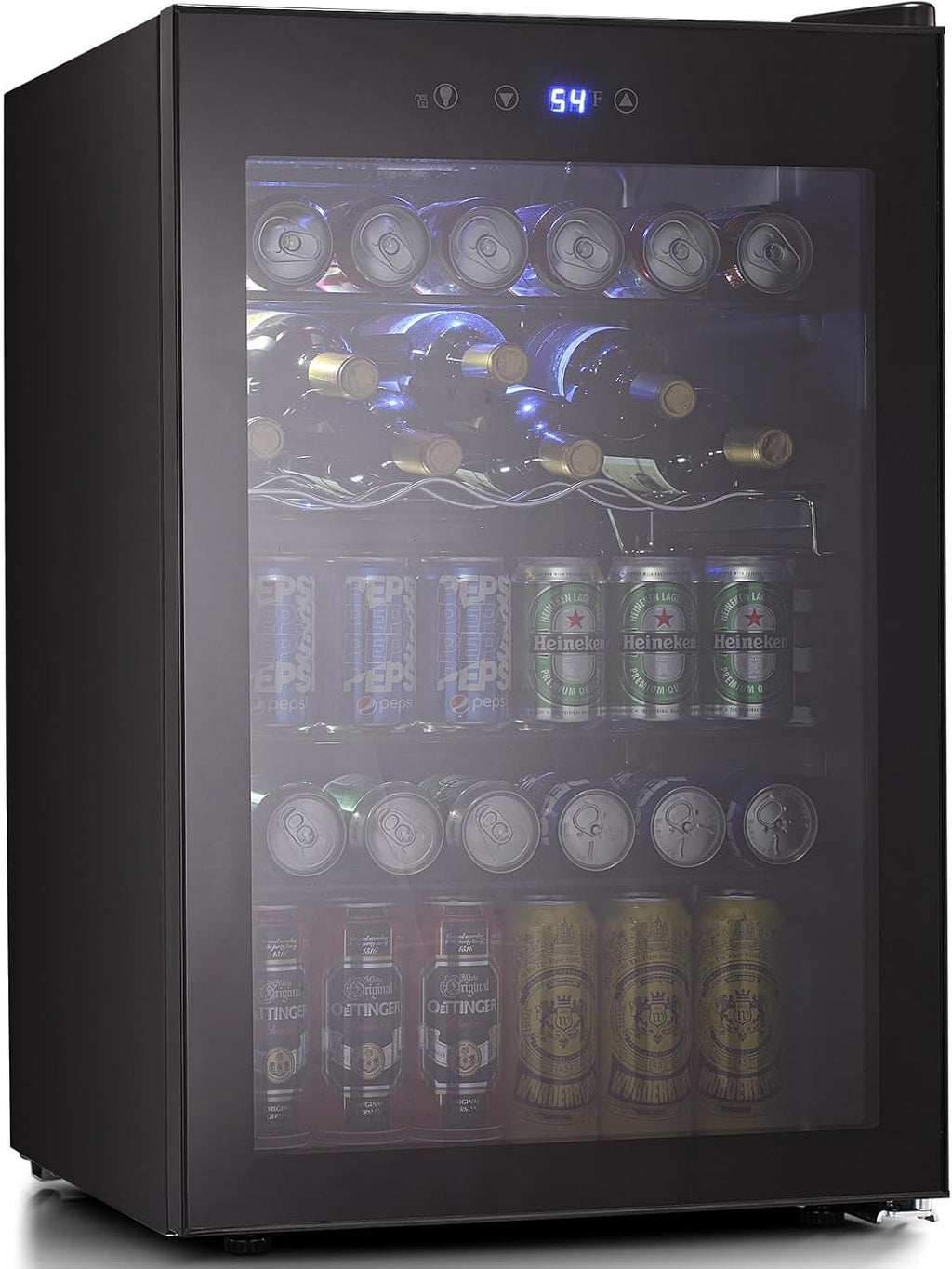 Antarctic Star Beverage Refigerator Cooler -145 Can Mini Fridge for Soda Beer or wine,with glass door, For Office or Bar with Adjustable Removable Shelves .4.5 Cu. Ft. (Black)