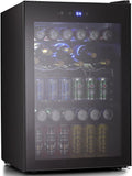 Antarctic Star Beverage Refigerator Cooler -145 Can Mini Fridge for Soda Beer or wine,with glass door, For Office or Bar with Adjustable Removable Shelves .4.5 Cu. Ft. (Black)