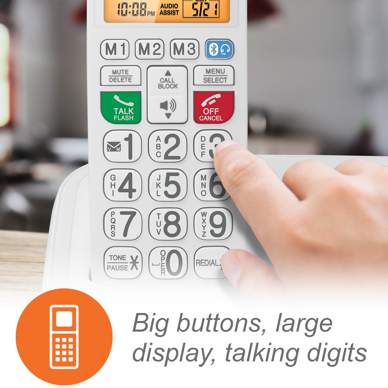 VTech SN5147 Amplified Corded/Cordless Senior Phone with Answering Machine, Big Buttons, 90dB Extra-Loud Ringer, 50dB Audio Assist, Call Blocker