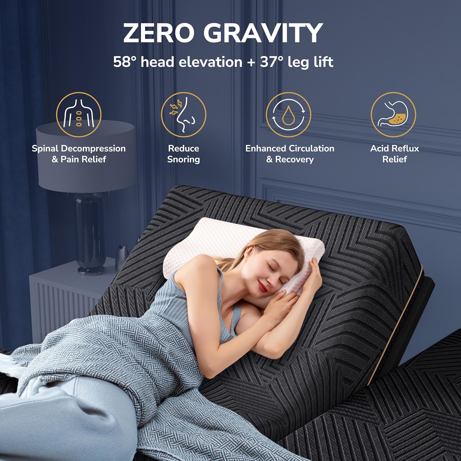 EGOHOME Twin XL Adjustable Bed Frame and 14 Inch Cooling Memory Foam Mattress, Wireless Remote Head and Foot Incline,12 inch Legs, Zero Gravity 38" x 80"