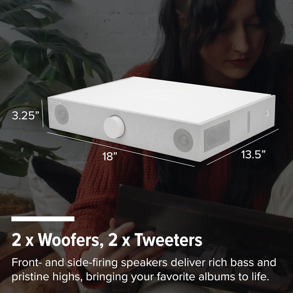 Andover Audio Spinbase 2 Speaker System Designed for Turntables; Phono Input, BT, Analog and Optical Input, ISOGroove Anti-Feedback, with Remote Control (Black)