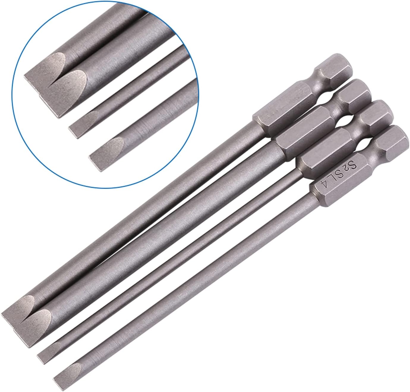 100mm S2 Alloy Steel Magnetic Slotted Screwdrivers Bits Set, Hex Shank 1/4, for Electric Drill, Screwdrivers Bit