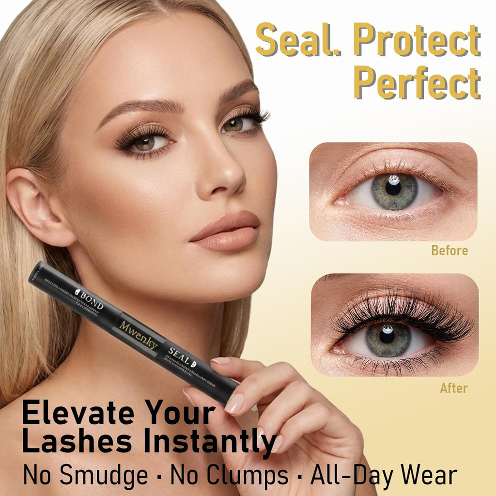 Eyelash Glue with Lash Bond & Seal, 72H Waterproof Cluster Lash Glue for Eyelash Extensions, Long-Lasting & Gentle, 2-in-1 Bond and Seal for Lash Clusters, Lightweight Adhesive, Easy Application
